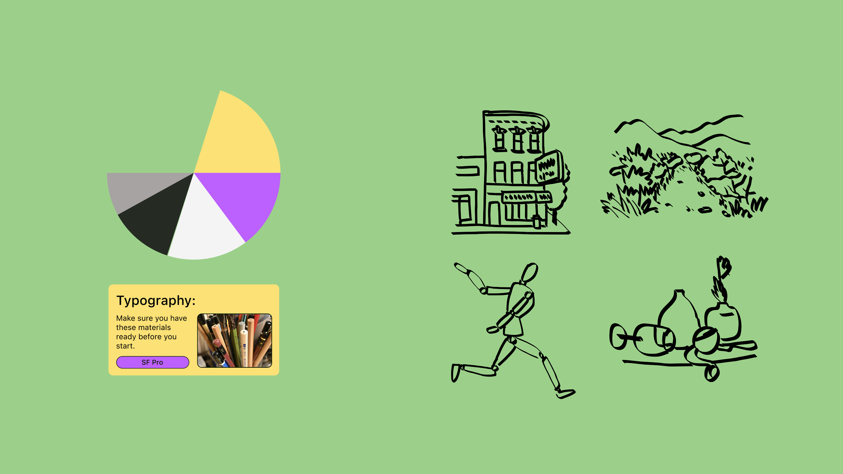 DRAW colour palette, typography, components and hand-drawn illustration set