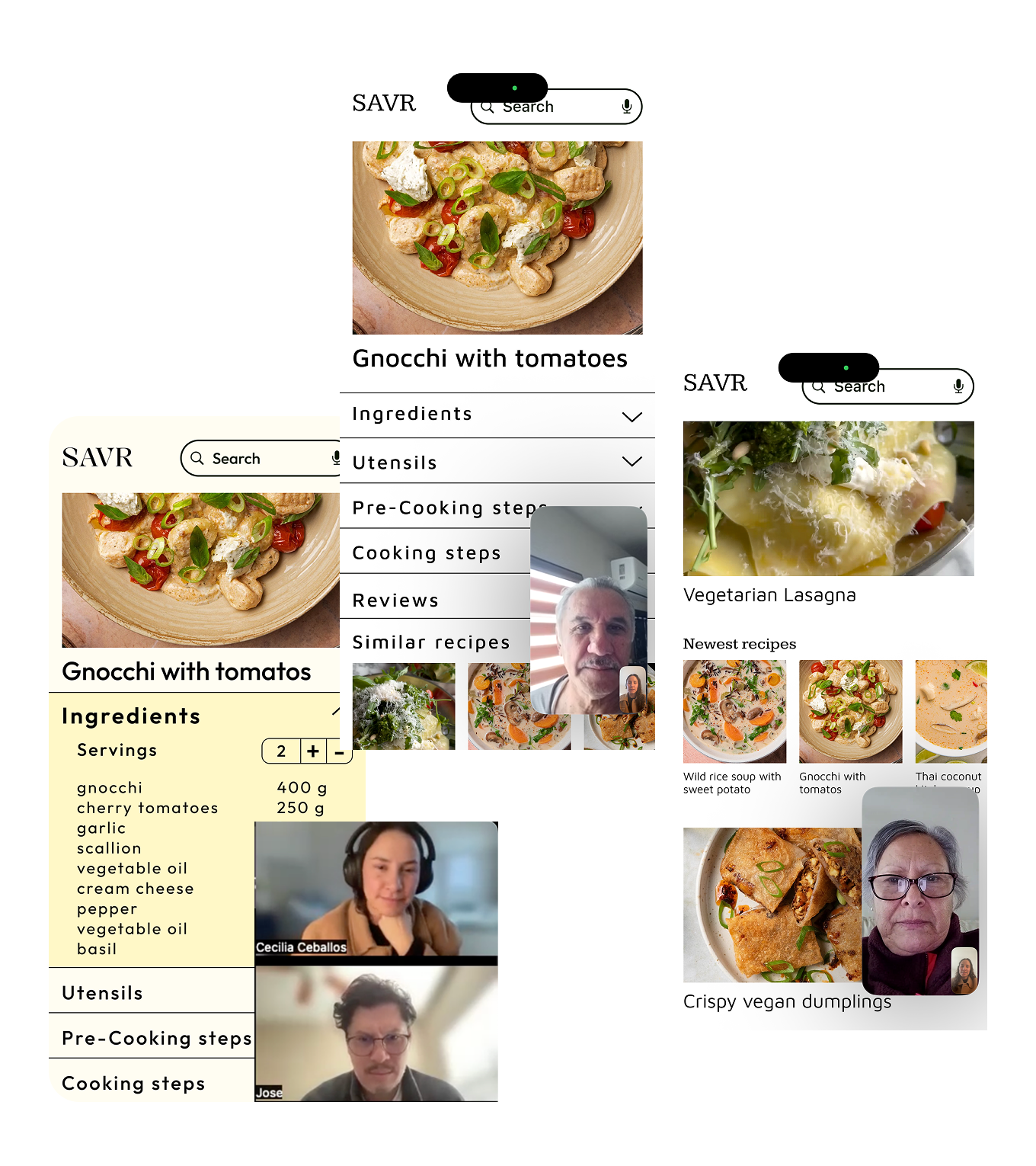 Three overlapping photos of usability test participants
