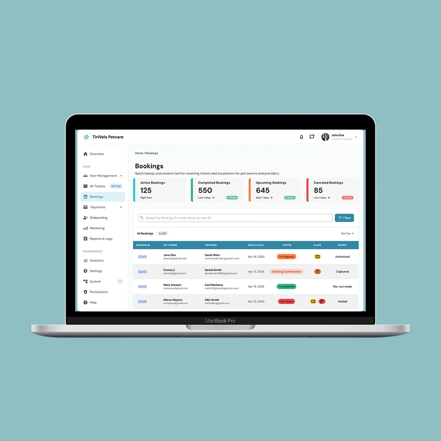 TIRIVELO — service design for a booking platform