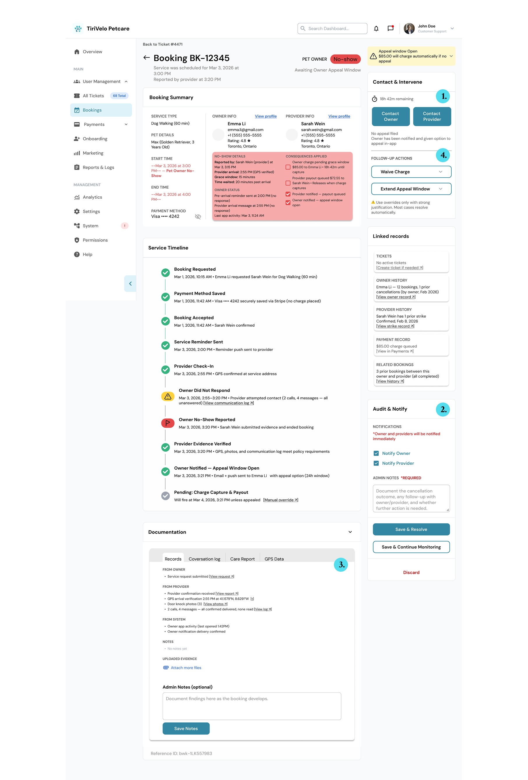Handoff overview showing all designed state variants across the booking life cycle